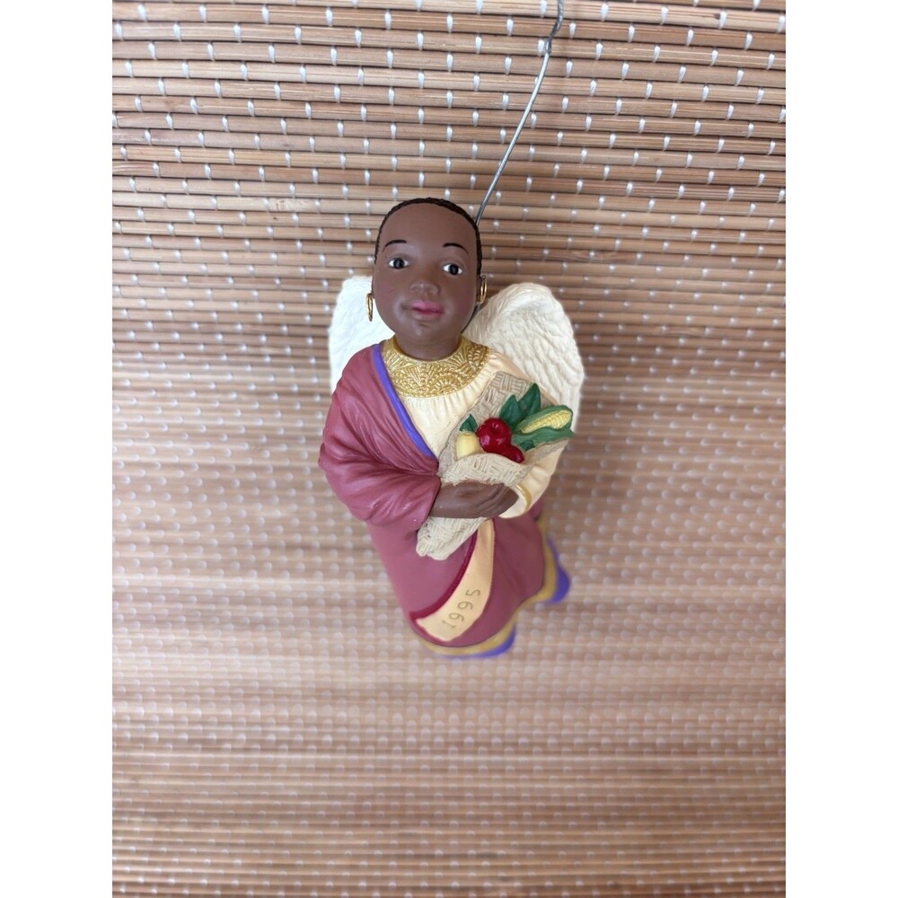 Angel Hanging Ornament Resin Painted Multicolor Small 5in Christmas 1995